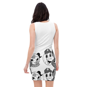 Mult-Face Black & White Women's Sport Sublimation Cut & Sew Dress