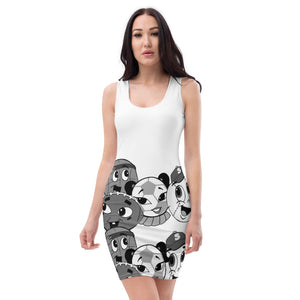 Mult-Face Black & White Women's Sport Sublimation Cut & Sew Dress