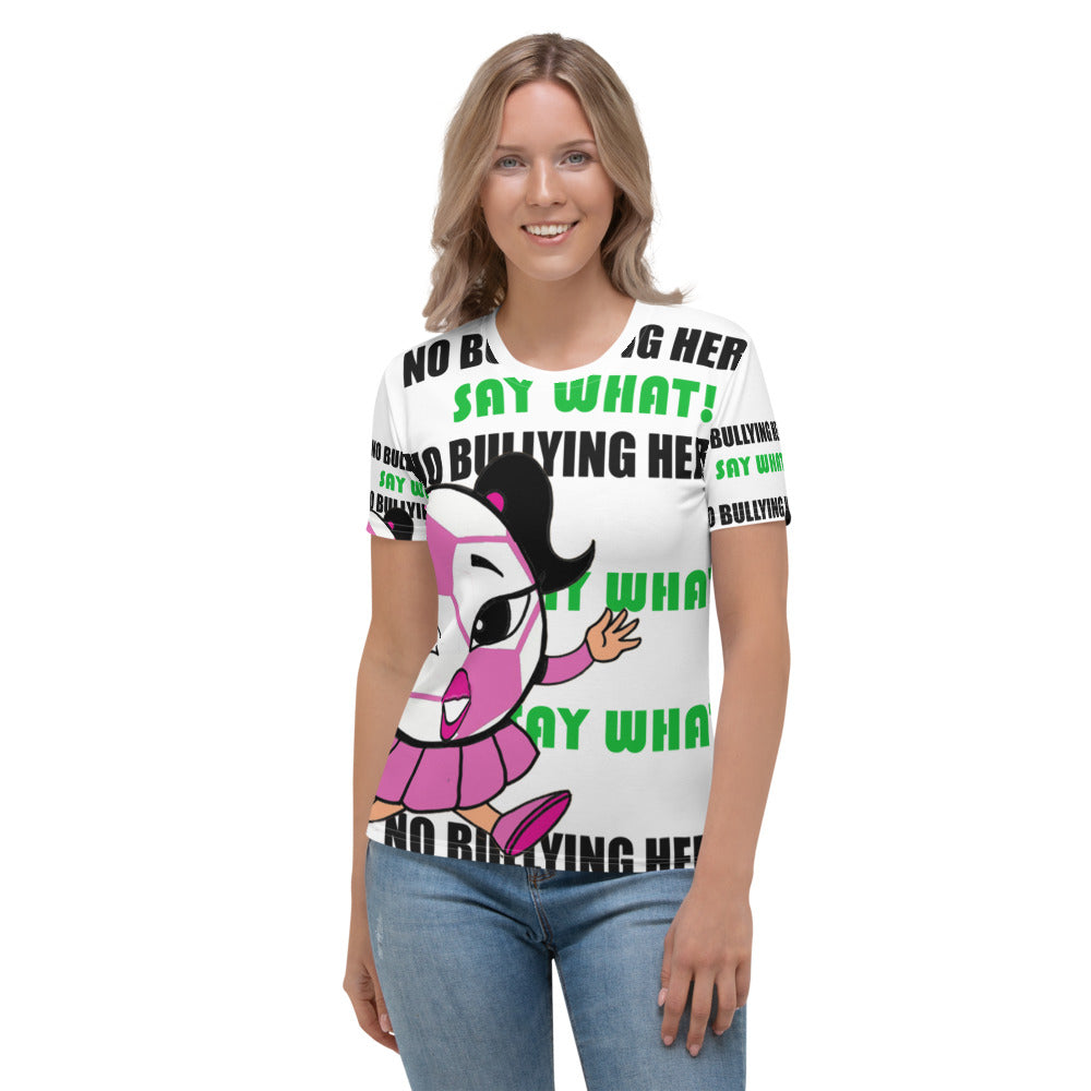 No Bullying Here! Pink and White All-Over Women's T-shirt